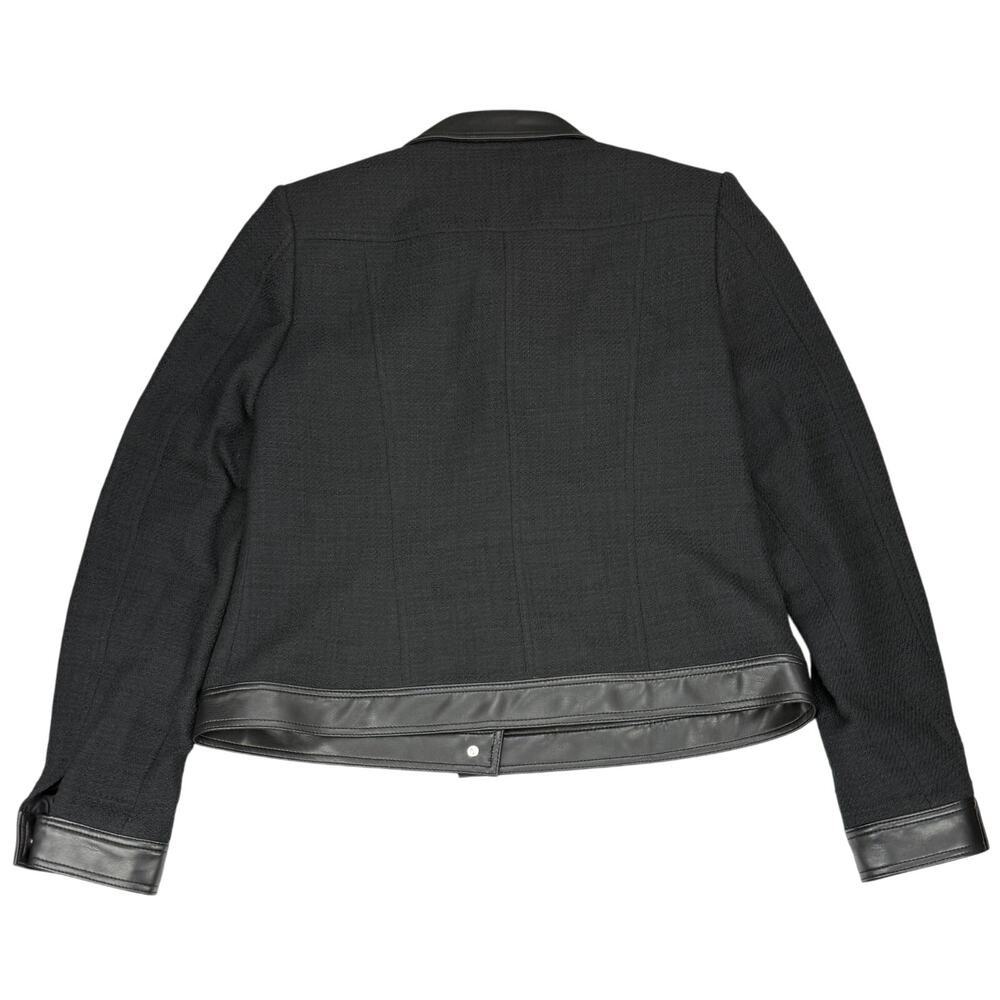 KARL LAGERFELD Tweed Faux Leather Trim Jacket Size 4 - Picture 7 of 7